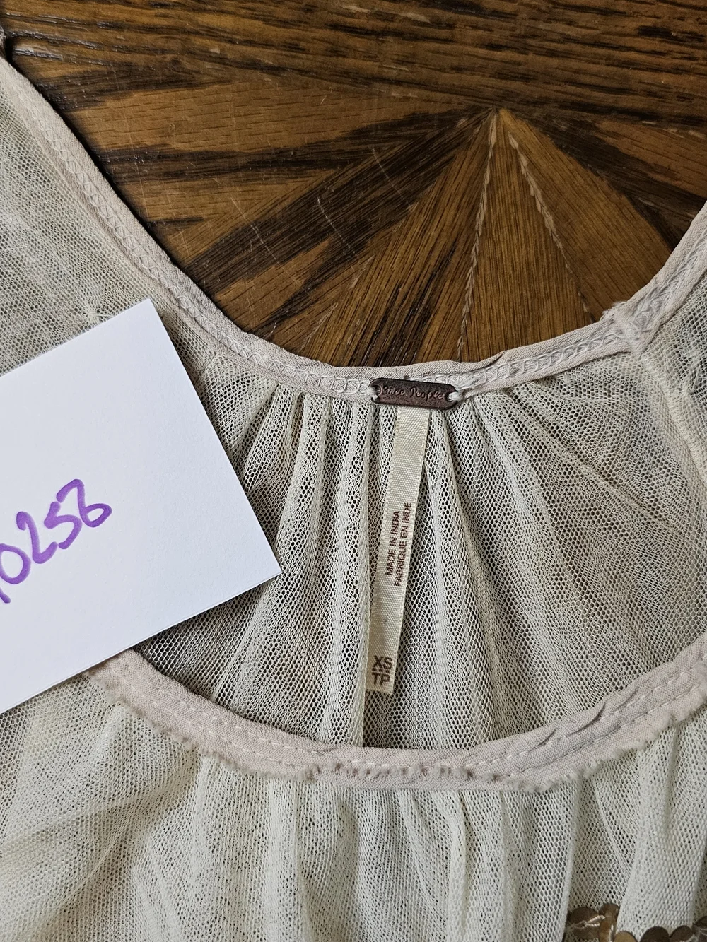 Free People Mercury Mesh Embellished Sequin Beaded Tank Top ivory XS